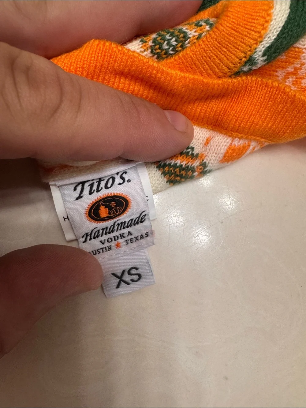 Tito's Orange & Green Holiday Dog Sweater